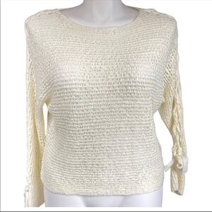 Rewind Knit Sweater Large Cream Tie Sleeve XL